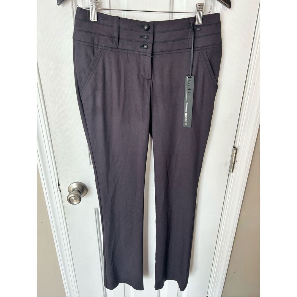Bebe blue dress pants size 2 NWT Y2K 2000s style straight leg  skinny boot cut